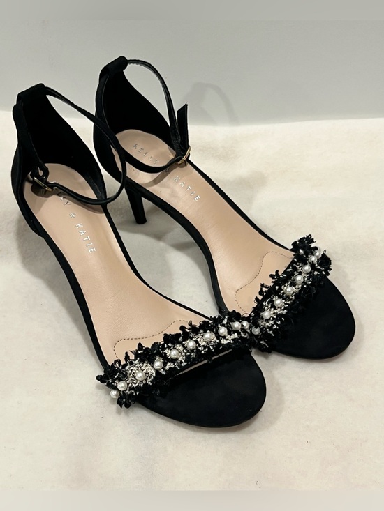 Kelly & Katie Shoes - Kelly & Katie Women’s Black Open-Toe Pearl & Crystal Ankle-Strap Heels Size 8